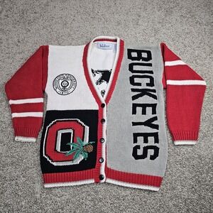Vtg BellePointe Ohio State Buckeyes Brutus Women's Cardigan Sweater Sz S NCAA